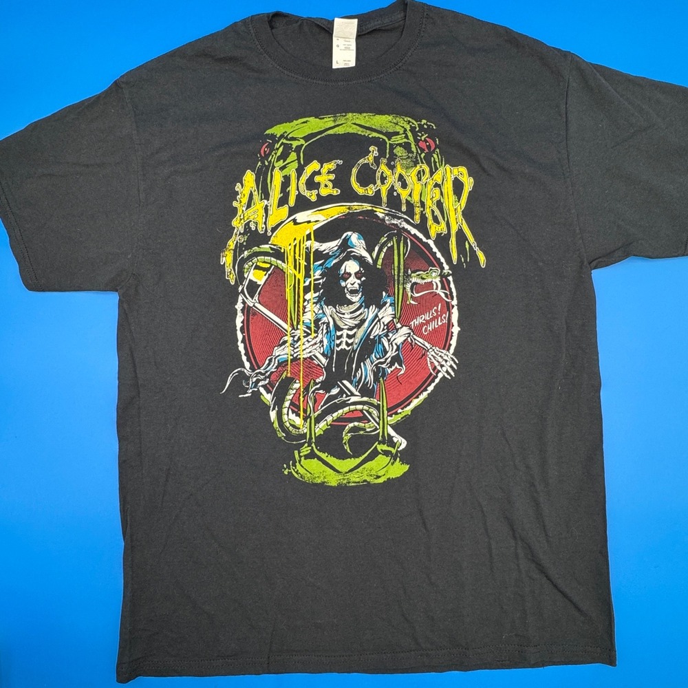 Alice Cooper Reaper Raise the Dead Mens Large Graphic T Shirt Black Short Sleeve